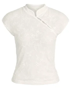 NMPRIMA S/S FLOCK MANDARIN TOP