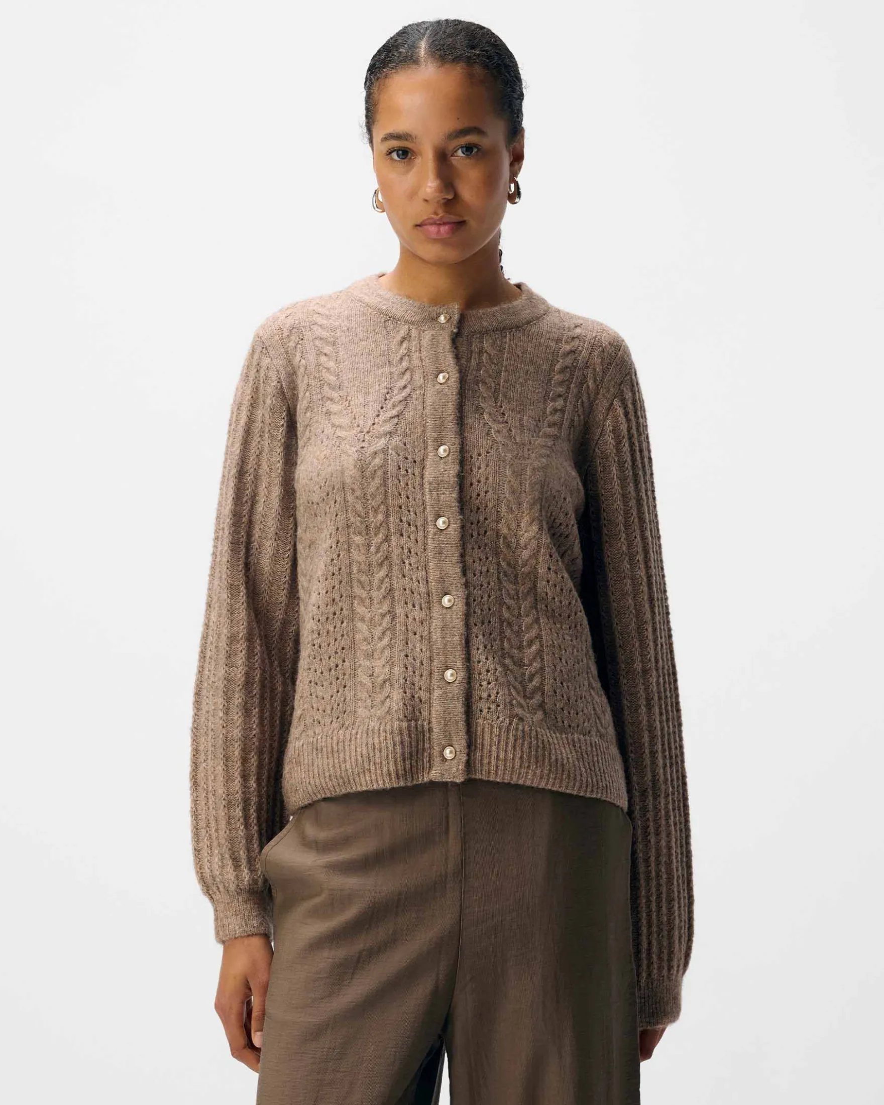 OBJFLORA KNIT BUTTON CARDIGAN