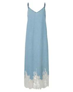 PCFENI LACE DENIM MIDI DRESS