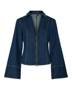 PCFLORA LS FITTED DENIM TOP