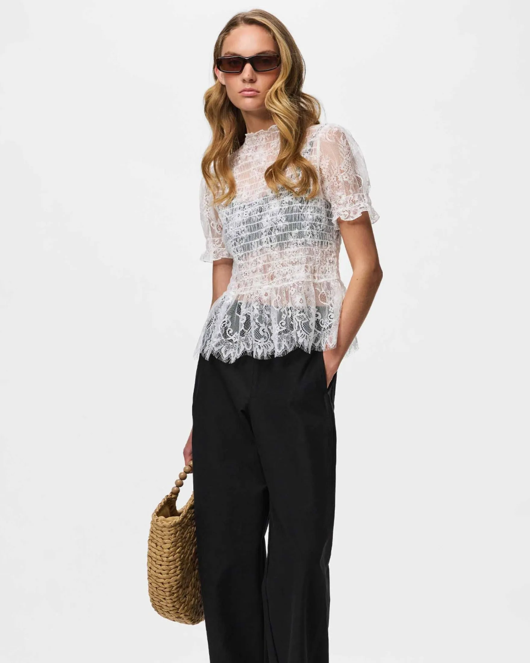 PCJILLY SS LACE TOP