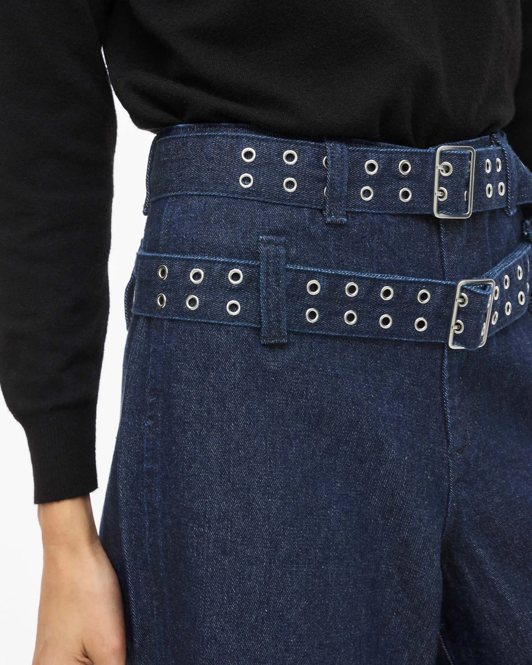 VIADONA BELTED DENIM SHORTS