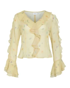 VIEMMY V-NECK FRILL TOP