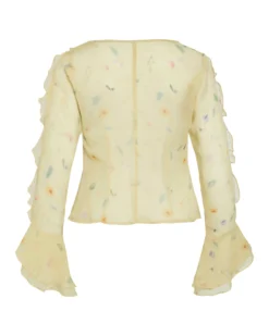 VIEMMY V-NECK FRILL TOP